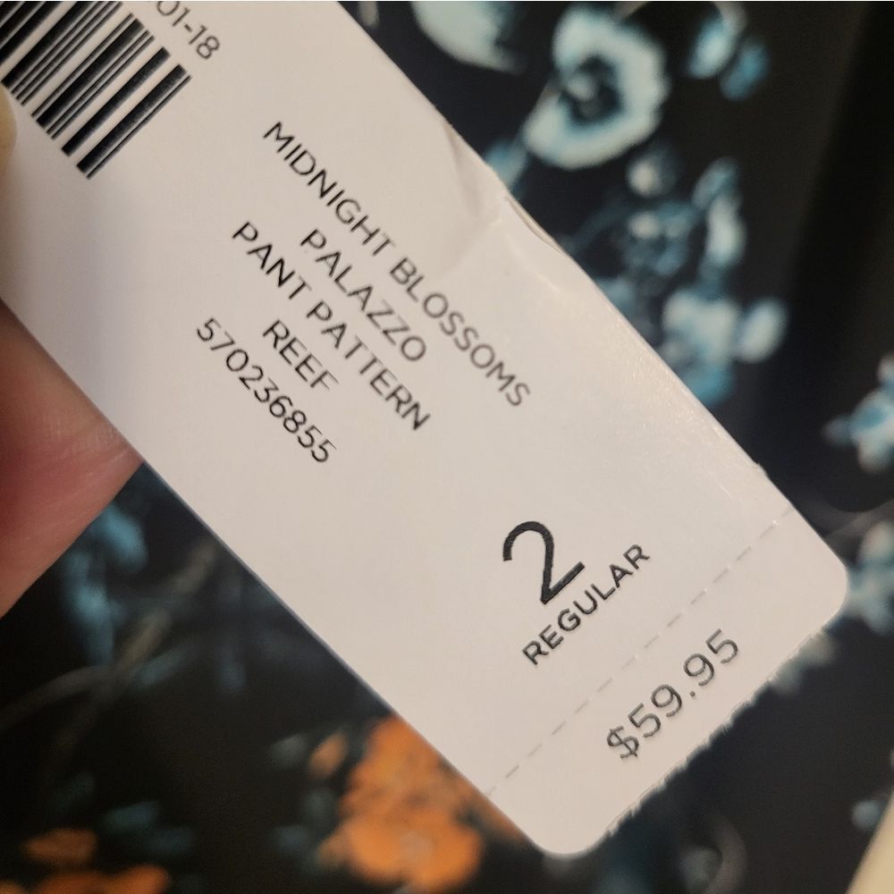 #73 Chico's Midnight Blossoms Floral Palazzo Pants, Plus Size Chico's 2 (12) NEW - Picture 6 of 6